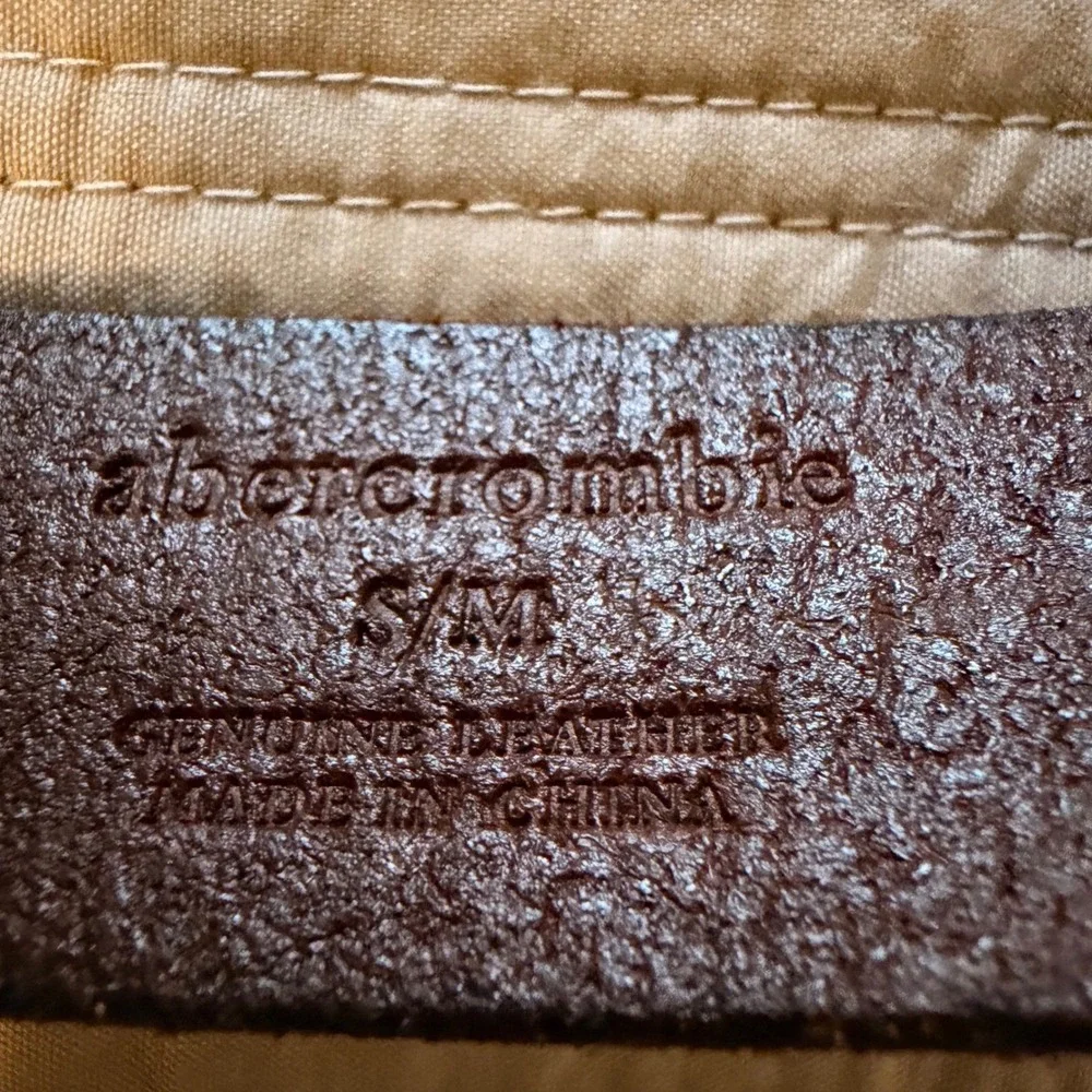Abercrombie & Fitch Women's Brown Leather Whipstitch Belt Brass Buckle Size S/M